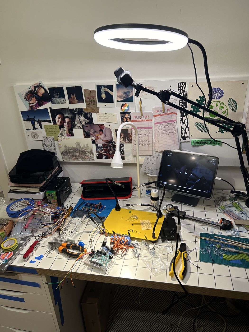 The full workbench mid-build