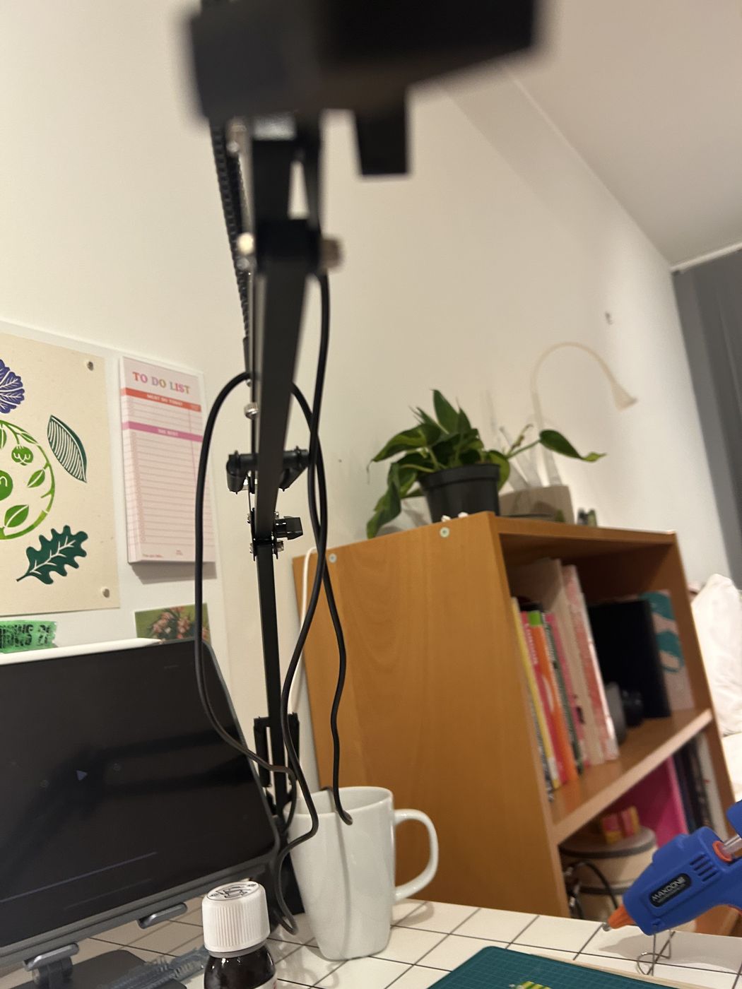 Overhead camera rig set up to film the build
