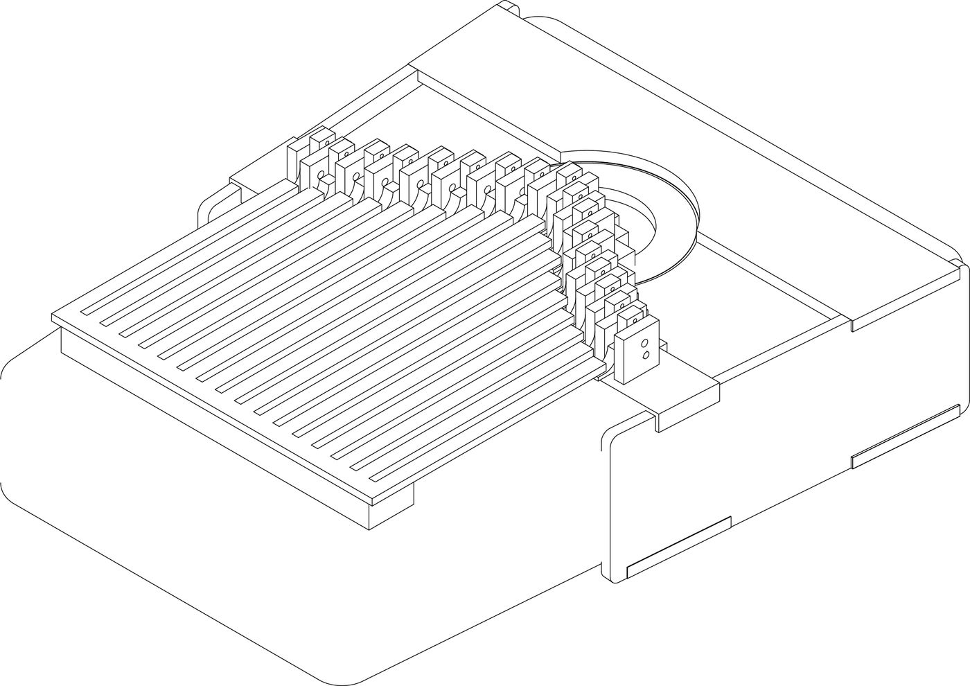 Isometric line drawing of the instrument assembly