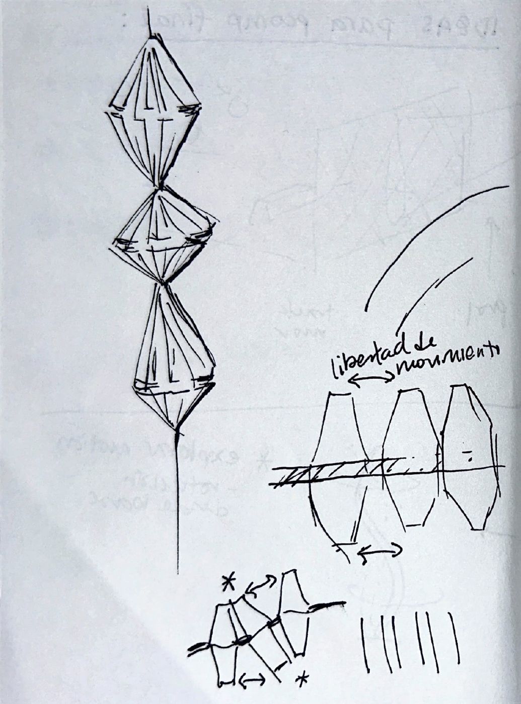 Sketchbook page — stacked geometric forms