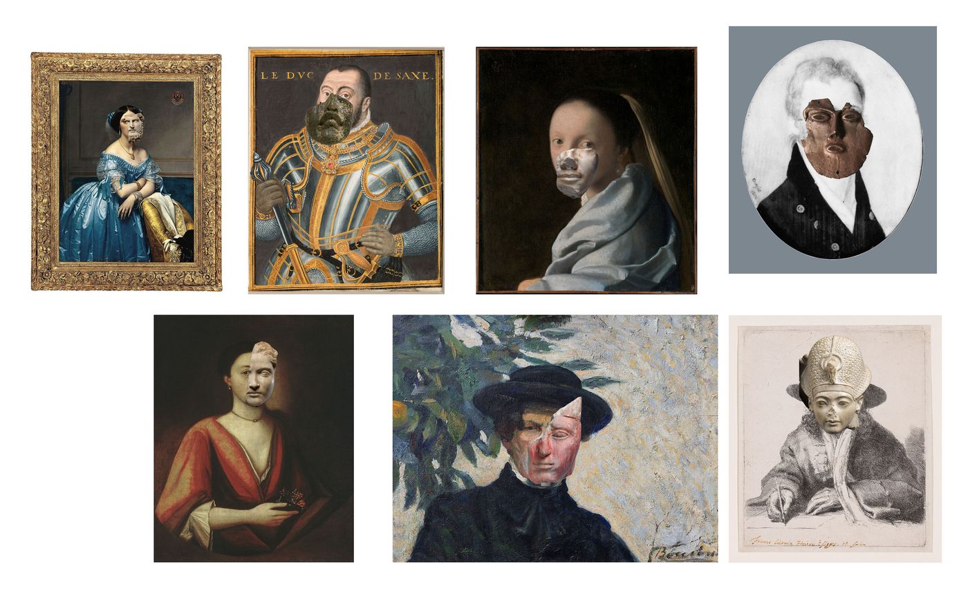 Faces sketch — classical portraits with swapped features