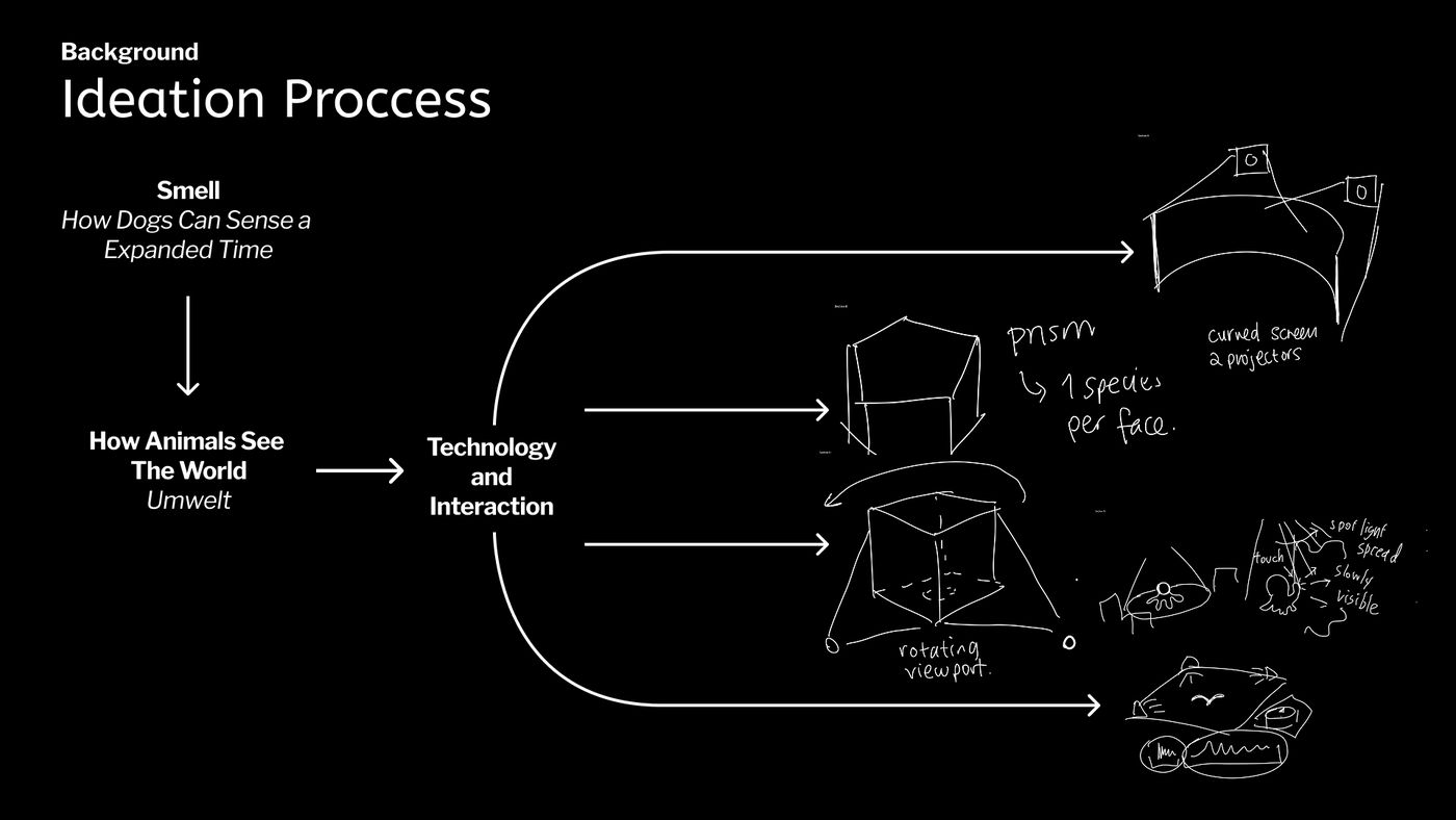 Ideation process diagram with sketches